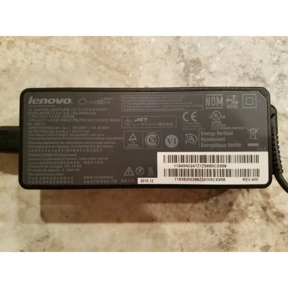 Genuine Lenovo 90W 20V 4.5A Thinkpad Charger Laptop Adapter Thinkpad ADLX90NLC2A
